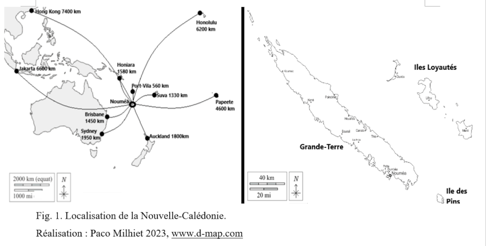 Carte de la Nouvelle-Calédonie.
