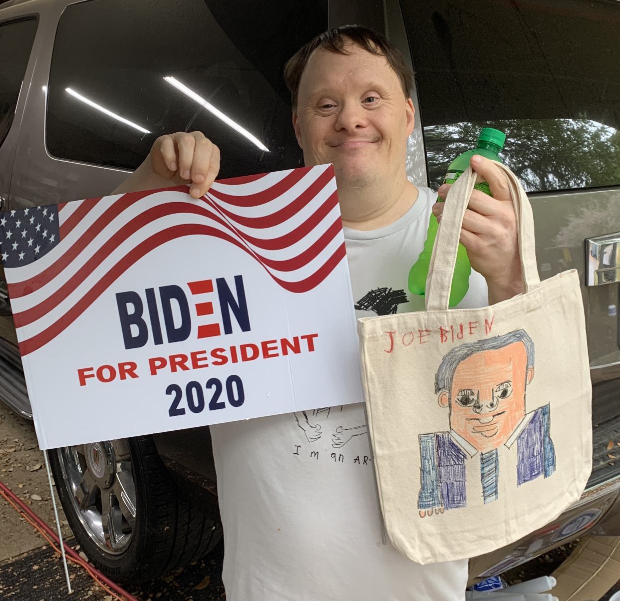 Rick Fleming's portrait of Joe Biden (similar to the one pictured here) has been made official campaign merchandise. (Photo: Courtesy of Sage Studio)