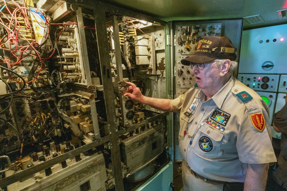 Bill Jackson talks about the intricate electronics and how difficult it was to keep everything up and running at the former Nike missille base at Sandy Hook's Fort Hancock. A group of Army veterans are running a recently opened museum dedicated to the Nike missile program and restoring a Nike Ajax missile for it. All the veterans worked on the restoration of the area as volunteers.