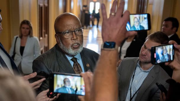 PHOTO: Rep. Bennie Thompson speaks to reporters after a closed door meeting with committee members at the U.S. Capitol September 13, 2022 in Washington, DC. (Drew Angerer/Getty Images)