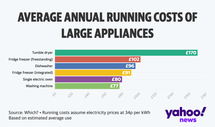 A tumble dryer is the most expensive to run costing households &#xa3;170 each year. (Which?)