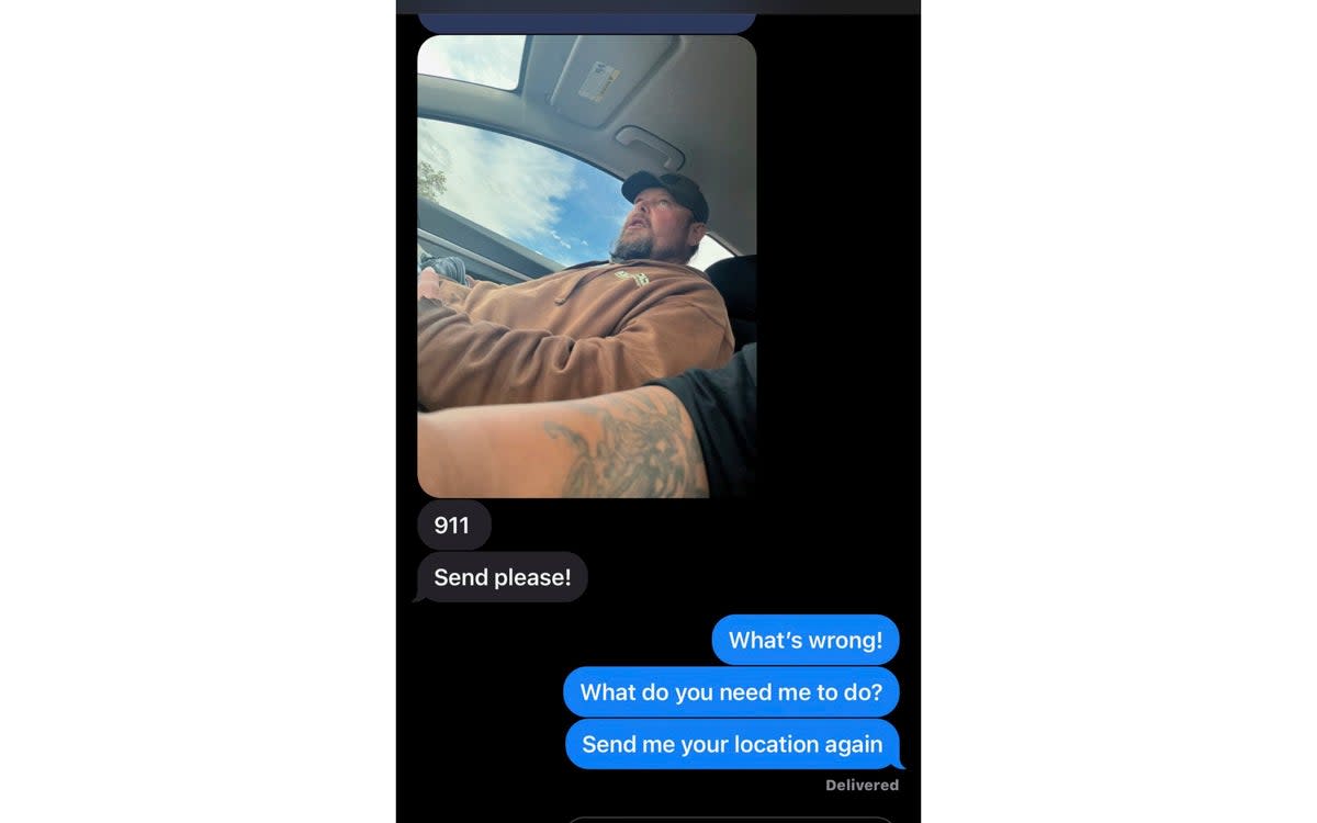 This photo provided by Talija Campbell shows a desperate text message exchange between Campbell and her husband (Talija Campbell)