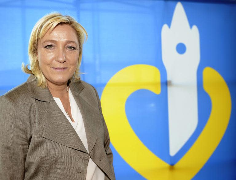 French far-right Front National party's leader Marine Le Pen poses on April 24, 2015 in Lille, France