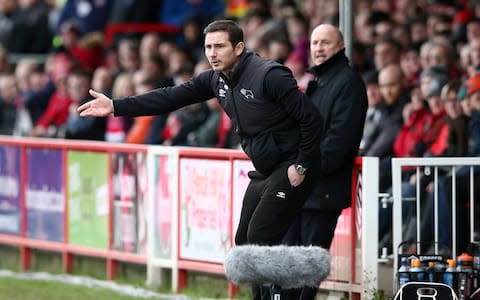 Frank Lampard, Manager of Derby County gives his team instructions during the FA Cup Fourth Round match between Accrington Stanley and Derby County  - Credit: GETTY IMAGES