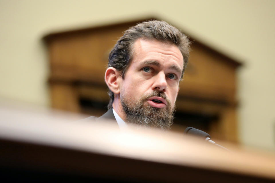 Twitter CEO Jack Dorsey testifies before the House Energy and Commerce Committee hearing on Twitter's algorithms and content monitoring on Capitol Hill in Washington, U.S., September 5, 2018. REUTERS/Chris Wattie - RC1F9B528000