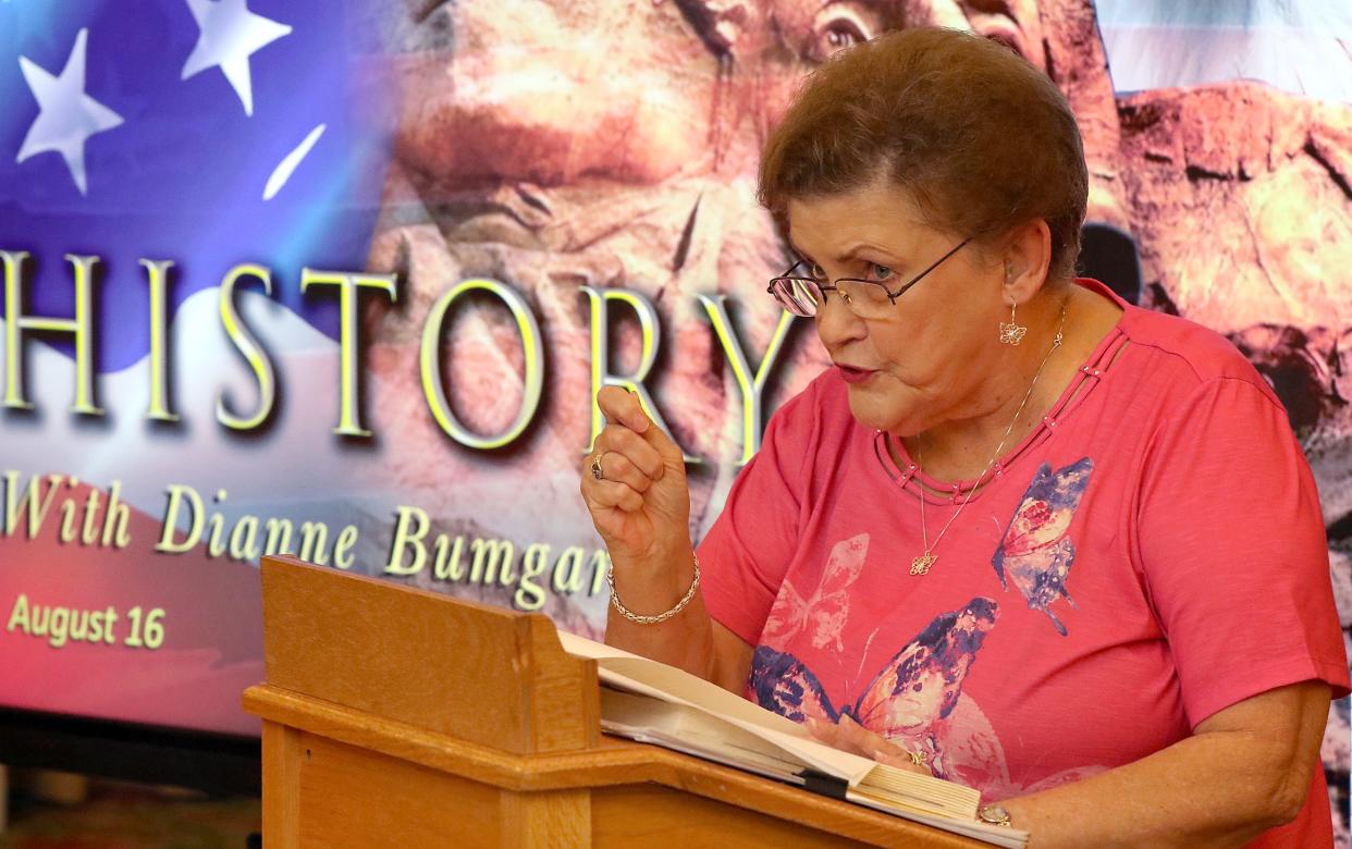 Dianne Bumgarner teaches history to residents at Covenant Village on Robinwood Road Tuesday afternoon, Aug. 16, 2022.