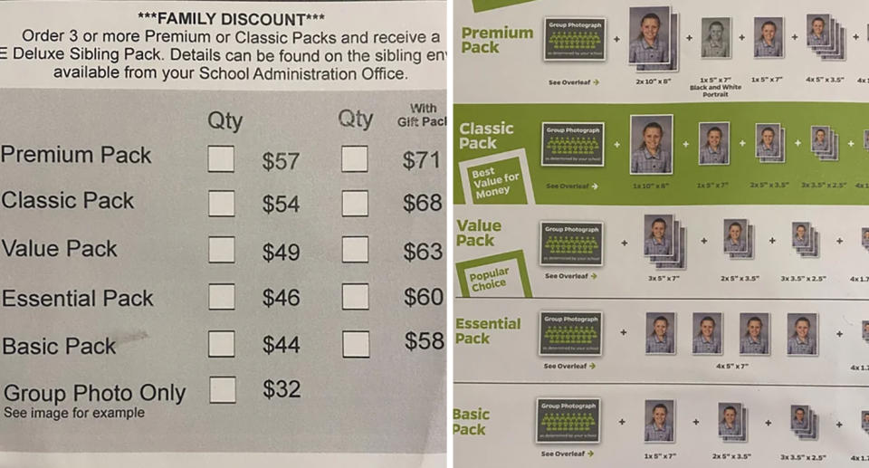 School photo order form