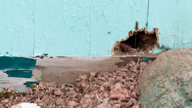 exterior hole in the side of a house