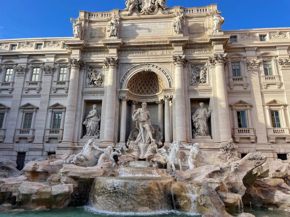 shot of the trevi fountain in rome, italy