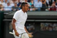 Britain Tennis - Wimbledon - All England Lawn Tennis & Croquet Club, Wimbledon, England - 3/7/16 Australia's Nick Kyrgios reacts during his match against Spain's Feliciano Lopez REUTERS/Stefan Wermuth