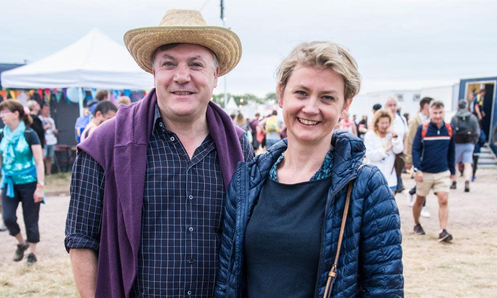 Yvette Cooper and Ed Balls at Glastonbury festival, 2017.