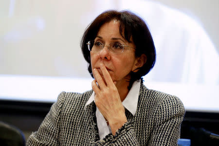 U.N. Under-Secretary General and ESCWA Executive Secretary Rima Khalaf reacts during a news conference in Beirut, Lebanon March 15, 2017. Picture taken March 15, 2017. REUTERS/Mohamed Azakir