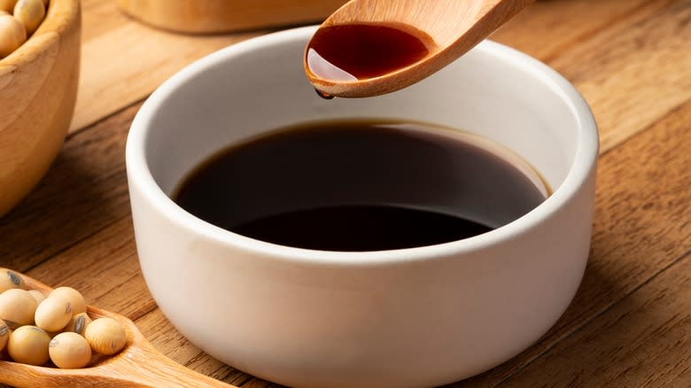 Soy sauce in bowl