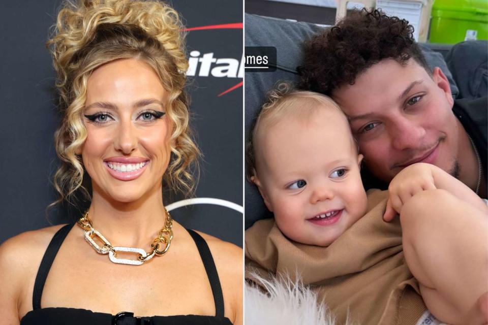 <p>Kevin Mazur/Getty; Brittany Mahomes/ Instagram</p> Brittany Mahomes shares sweet photos of her husband Patrick and their son Bronze