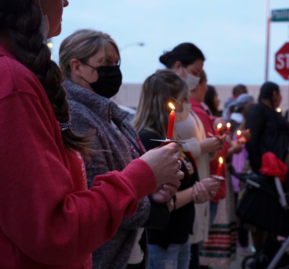 People gather in South Dakota on May 5 for the National Missing and Murdered Indigenous Women Awareness Day. Experts say that limits on tribal court powers have made it hard for tribal nations to root out violence in their communities and contributed to the national crisis of missing and murdered Indigenous people.