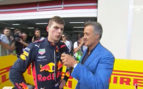 Max Verstappen speaks to Jean Alesi - Credit: SKY SPORTS F1