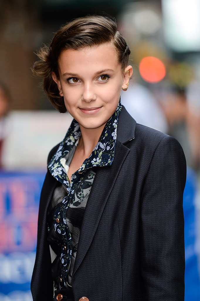 <p>It doesn’t get any cooler than a side braid in the summertime. Brown was spotted outside <em>The Late Show With Stephen Colbert</em> with her short hair swept to the side to reveal a playful plait. (Photo: Ray Tamarra/GC Images) </p>