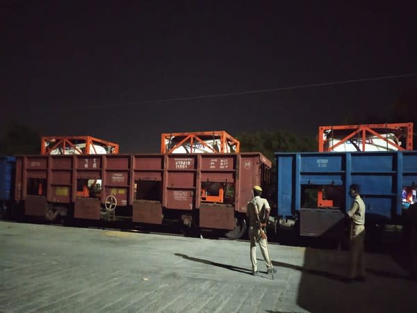 Visual of 'Oxygen Express' at Moradabad. (Photo/ANI)