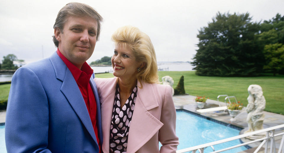 Donald Trump with first wife, Ivana, at their Greenwich, Ct. mansion in 1987