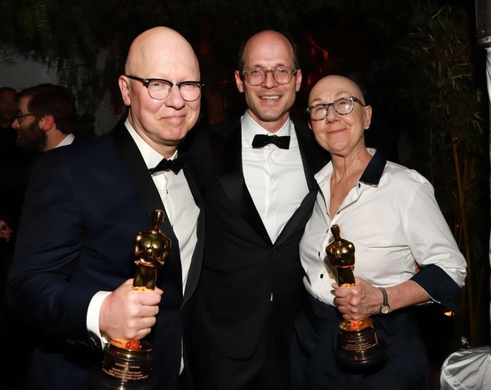 WEST HOLLYWOOD, CALIFORNIA - FEBRUARY 09: (L-R) Steven Bognar, Jason Springer-Koff and Julia Reichert attend the 2020 Netflix Oscar After Party at San Vicente Bugalows on February 09, 2020 in West Hollywood, California. (Photo by Arnold Turner/Getty Images)