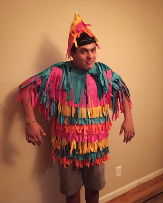 person wearing a piñata costume