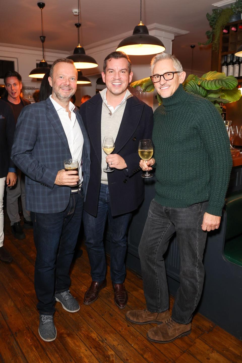 Ed Woodward, George Glasgow Jr and Gary Lineker attend the launch of Glasgow's pub The Brown Dog in Barnes (Dave Benett)