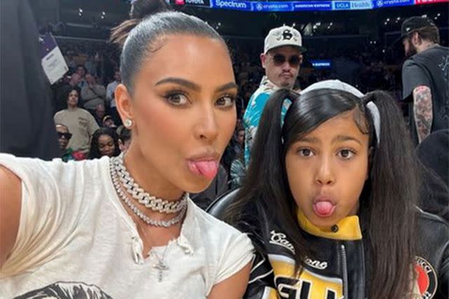 kim kardashian/instagram North West and Kim Kardashian attend Friday's Los Angeles Lakers playoff match-up