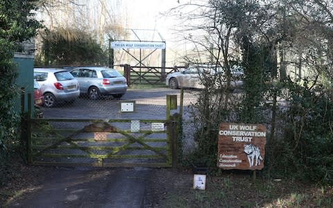 The entrance to the UK Wolf Conservation Trust's premises  - Credit: Steve Parsons/PA Wire