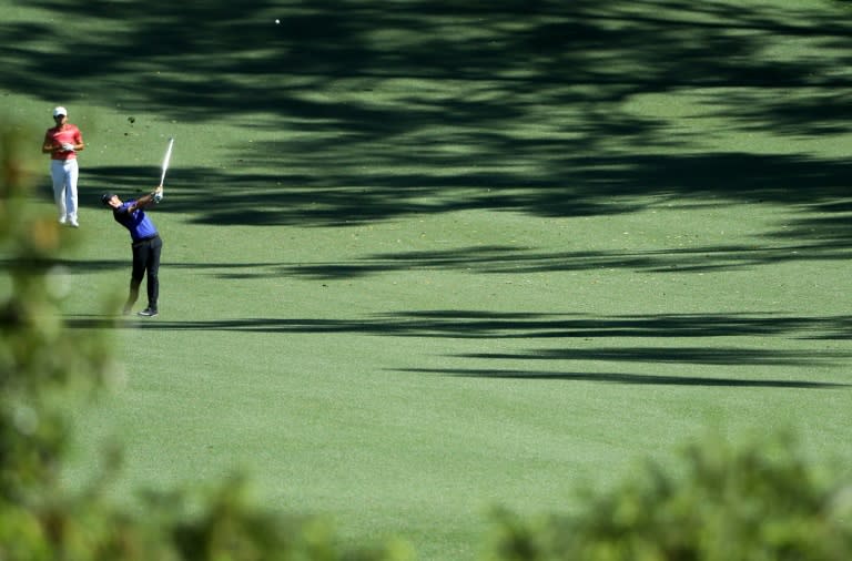 Rory McIlroy of Northern Ireland plays a shot during a practice round prior to the start of the 2017 Masters Tournament, at Augusta National Golf Club in Georgia, on April 4