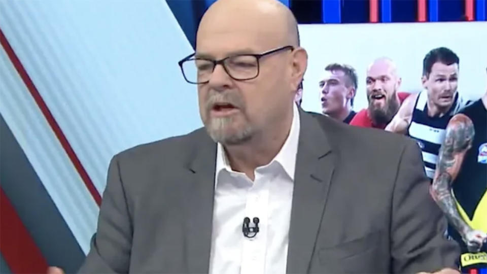 Mark Robinson, pictured here on AFL 360 this year after his heart attack.