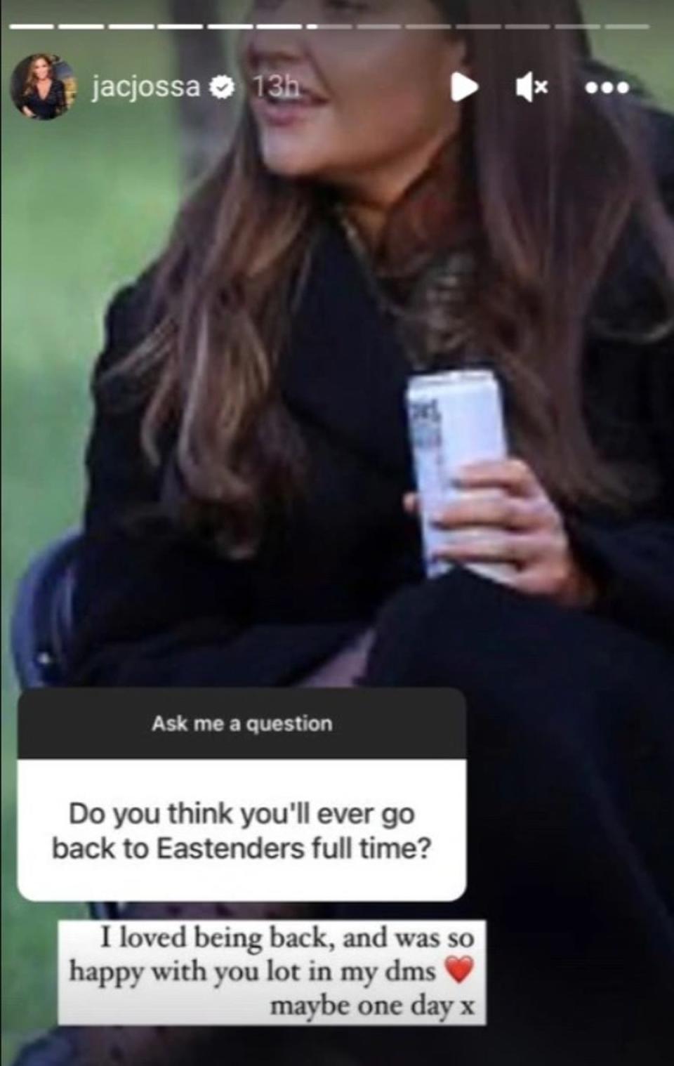 The star responded to a fan’s question during a recent Instagram Q&A (Instagram/JacquelineJossa)