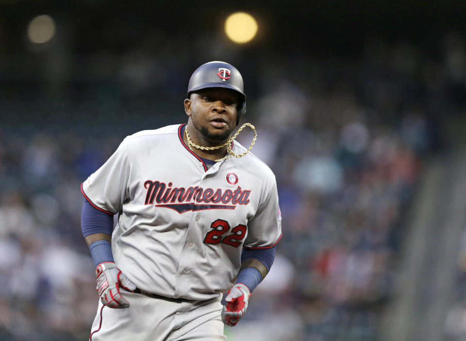 Minnesota Twins slugger Miguel Sano can provide any fantasy player looking for power with a boost. (AP Photo/John Froschauer)