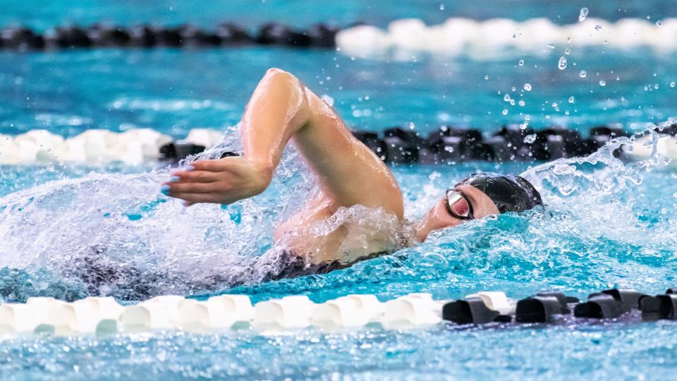 Waukesha South/Mukwonago co-op's Ella Antoniewski competes in the 200-yard freestyle in the WIAA Division 1 girls state swimming and diving championships at Waukesha South on Saturday, November 11, 2023. Antoniewski won the event.