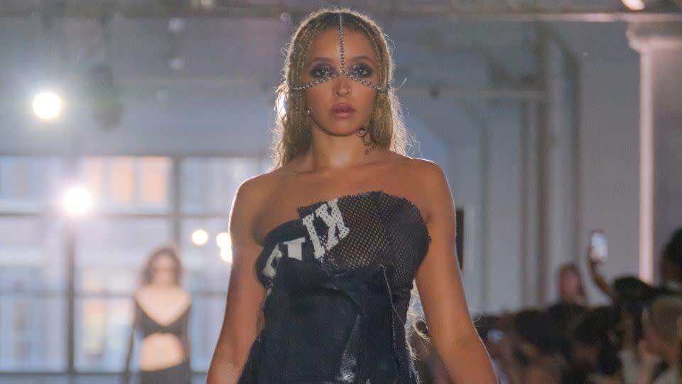 After spectating various shows during the week, singer Tinashe took the runway for Elena Velez. - Rodin Banica/WWD/Getty Images