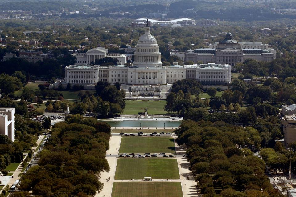 The U.S. Capitol building seen from the Washington Monument in Washington.