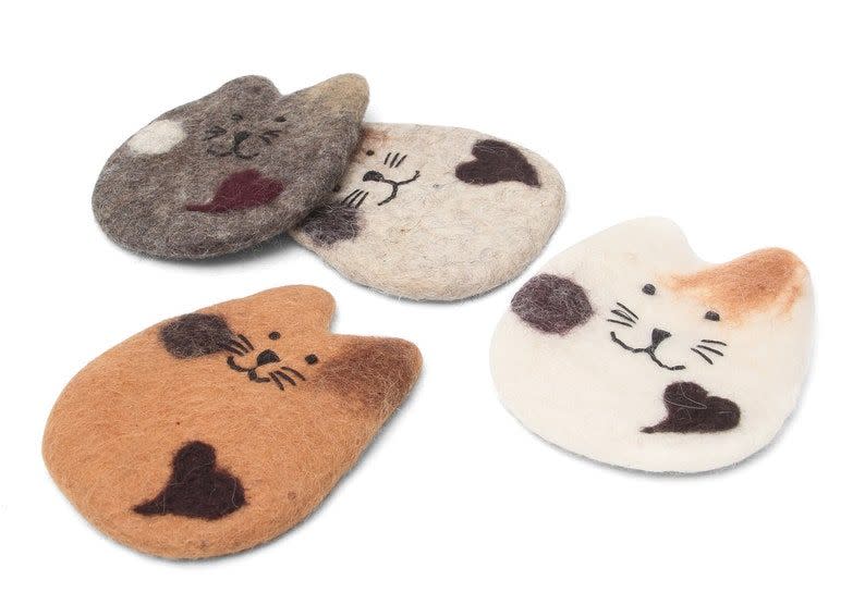 26) Wool Felt Cat Coasters