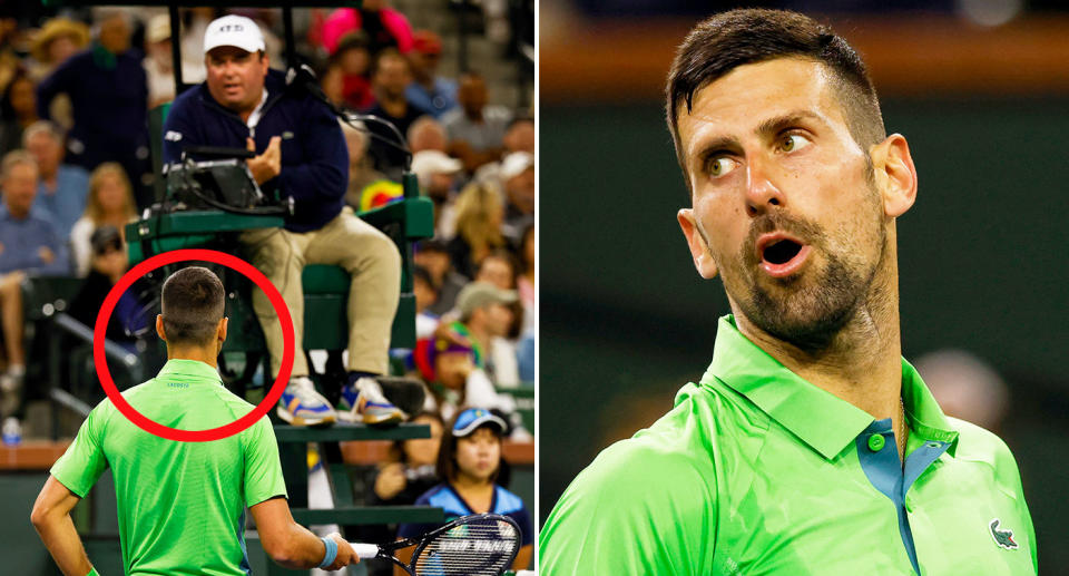 Seen here, Novak Djokovic argues with the chair umpire at Indian Wells. 