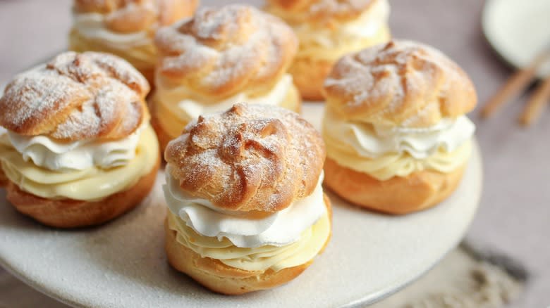 crream puffs filled with vanilla cream