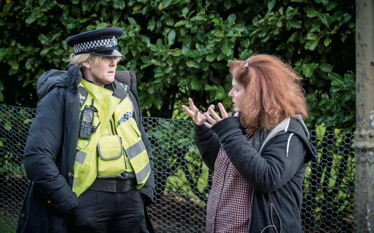 Sally Wainwright directing Sarah Lancashire, who plays Sgt Catherine Cawood in Happy Valley - Ben Blackall