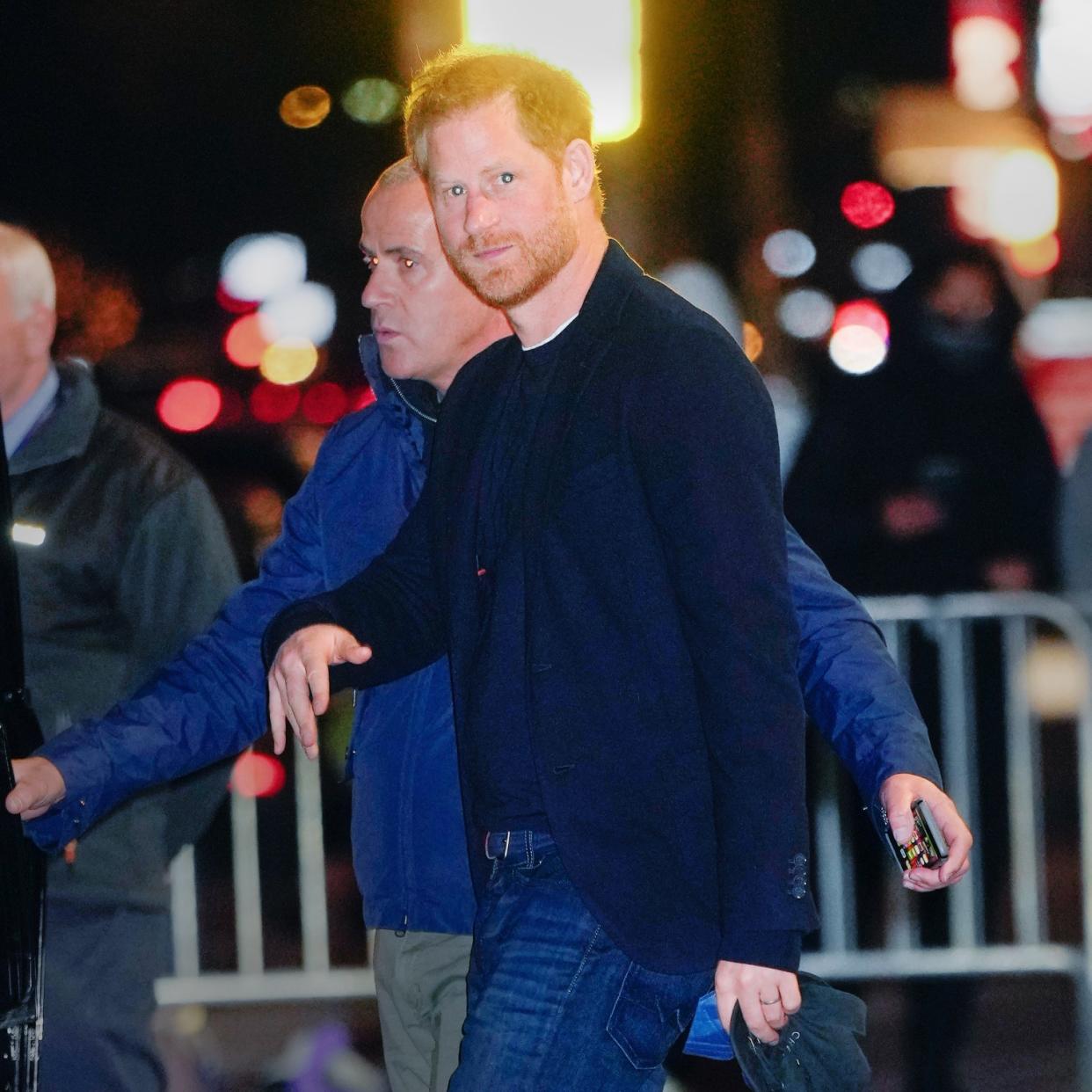 Prince Harry, Duke of Sussex is seen leaving "The Late Show With Stephen Colbert" on January 09, 2023 in New York City 