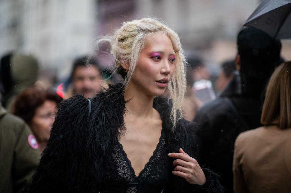 Model Soo Joo Park with hair style is seen outside Jean Paul Gaultier during Paris Fashion Week – Haute Couture Spring Summer 2019 on January 23, 2019 in Paris, France. (Photo by Christian Vierig/Getty Images)