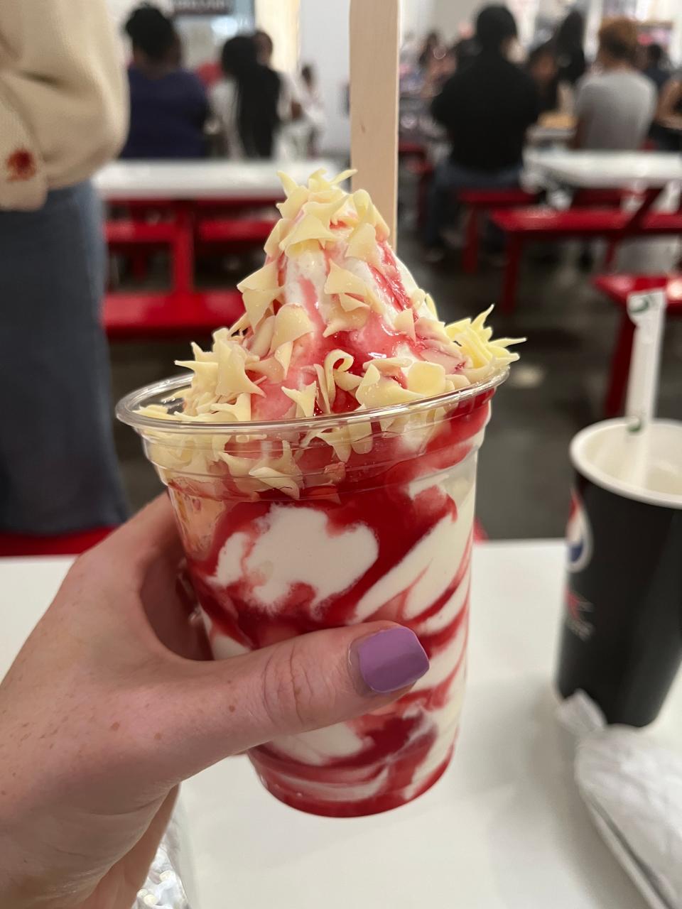 Ice cream sundae in Costco food court, UK.