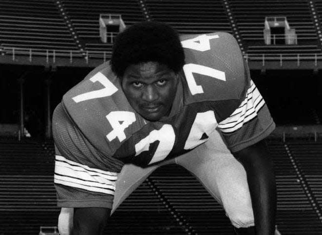 Ohio State offensive tackle John Hicks, shown here in 1973.