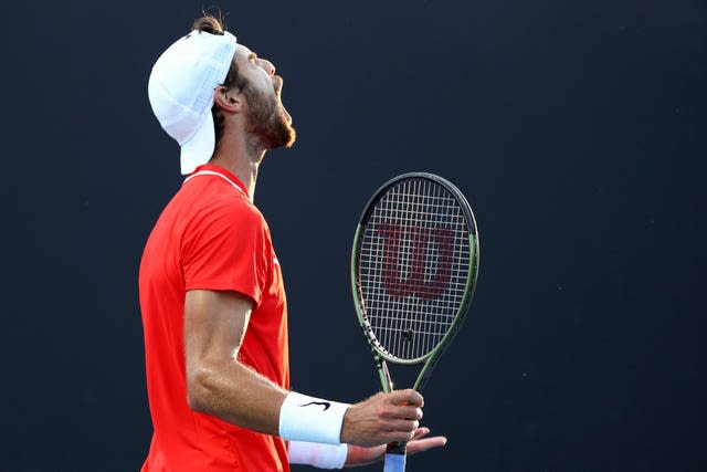 Karen Khachanov roars during his clash with Benjamin Bonzi