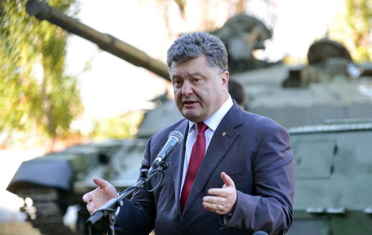 Ukraine's President Petro Poroshenko, pictured earlier this month, is seeking to build a new coalition following Sunday's polls