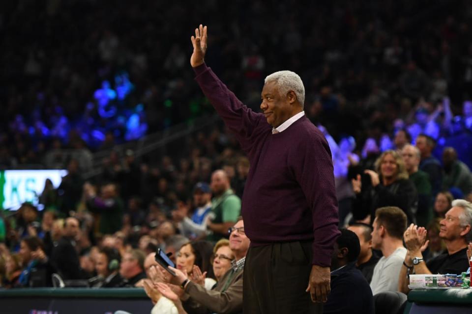 <div class="inline-image__caption"><p>Former NBA player Oscar Robertson waves to the crowd during the first half of a game between the Milwaukee Bucks and the Philadelphia 76ers at Fiserv Forum on February 22, 2020 in Milwaukee, Wisconsin.</p></div> <div class="inline-image__credit">Stacy Revere/Getty</div>