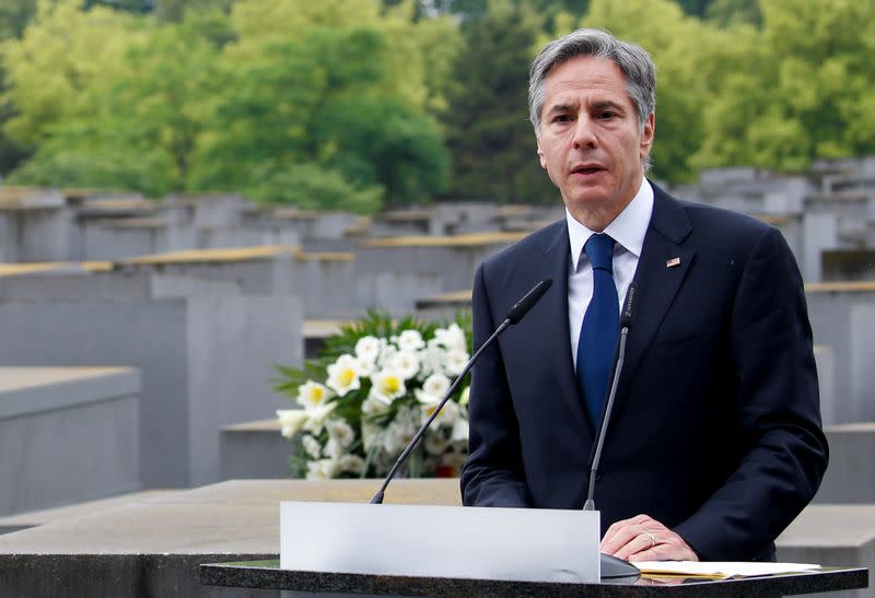 FILE PHOTO: U.S. Secretary of State Blinken visits Holocaust Memorial as a part of Holocaust Dialogue signing event in Berlin