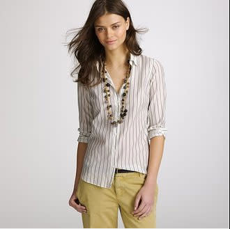 Cotton-silk dot-stripe perfect shirt - $78.00