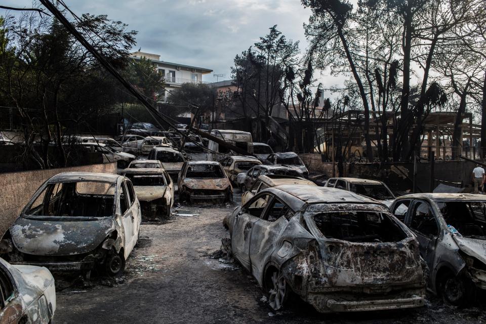 The fire ripped through the region destroying homes and cars on Monday night. Source: Getty