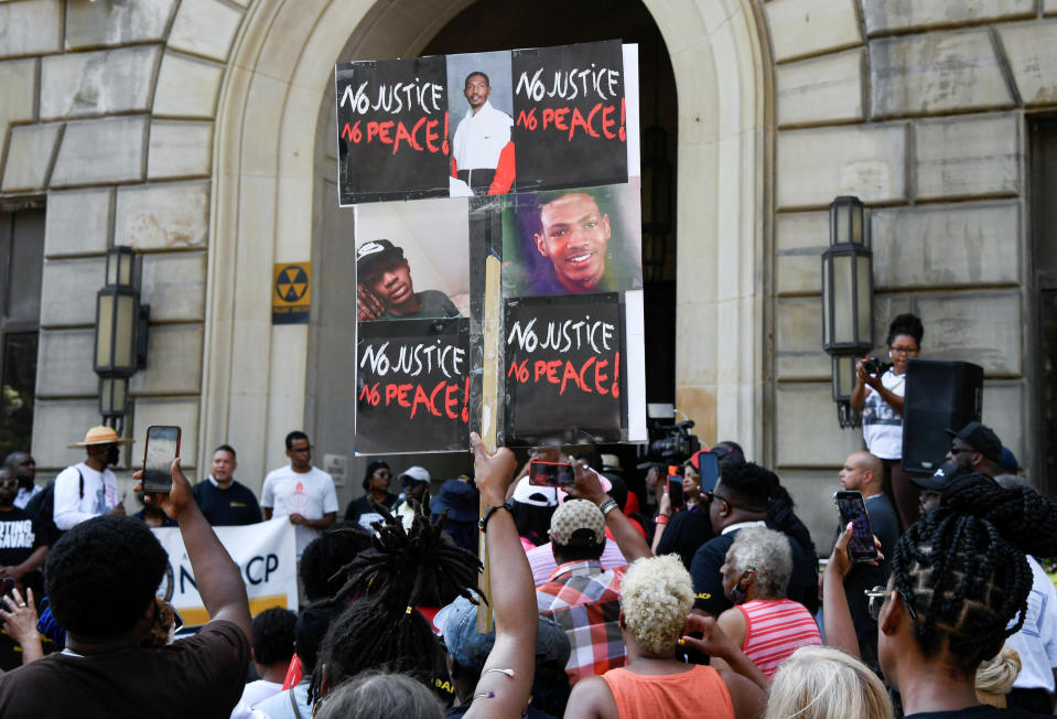 Demonstrators protesting against the shooting in July.